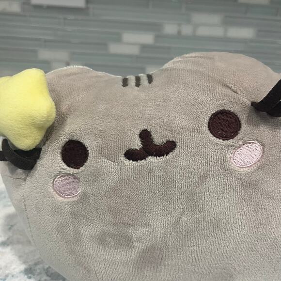 GUND Pusheen Mermaid Cat Plush Stuffed Animal  12" Gray Tabby with Starfish Bow - Picture 5 of 5